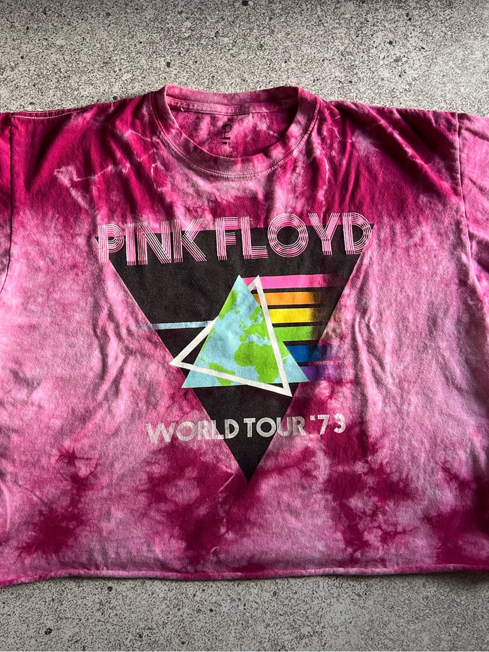 Pink Floyd Pink Tie-Dye Prism Tour crop tee